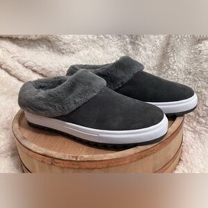 Blondo Gray Mules with Waterproof Suede Upper and Fuzzy Lining Size 8.5